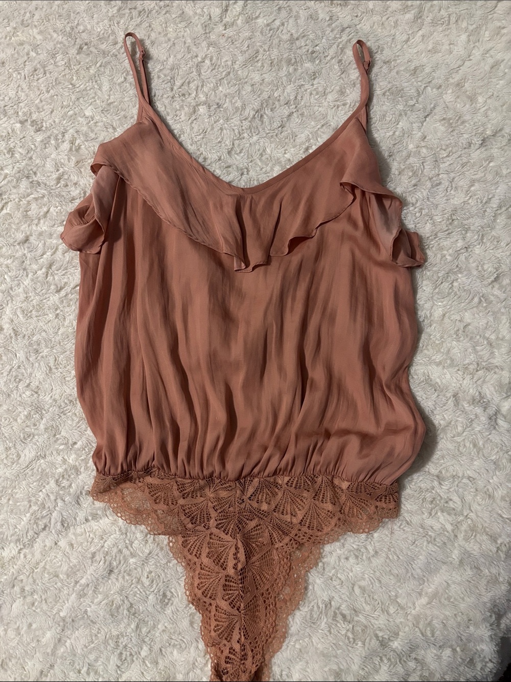 Mustard Seed Rose Dust Lace-Trim Slip Bodysuit